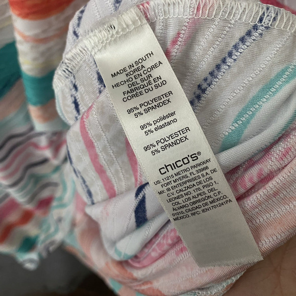 Chicos Dress Women Sz 3 US 16 Pink Green Short Sleeve Lightweight Tropical Beach - Picture 4 of 6